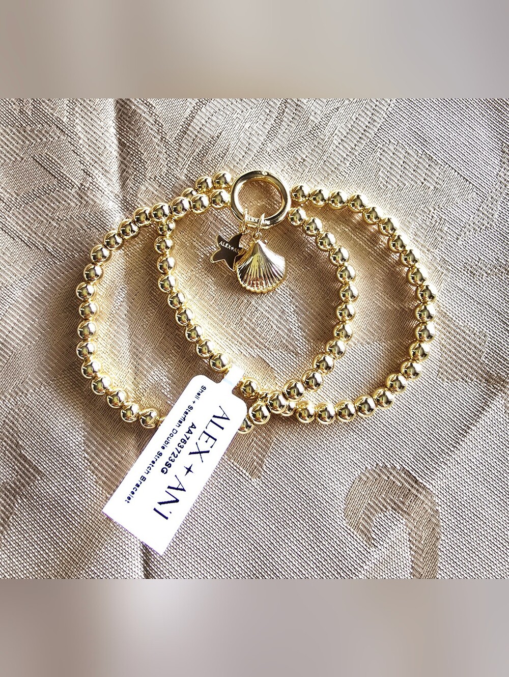 NEW! Alex and Ani Women's Double Stretch Seashell + Starfish Charm Bracelet